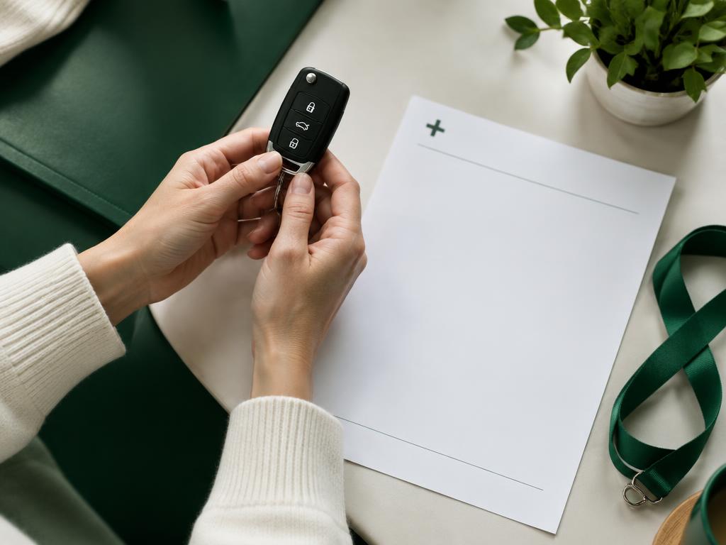 Certificado médico y llaves del coche sobre la mesa